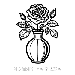 Online izdelana pobarvanka - Pobarvanka imena SESTRICI PIA IN NANA in pobarvanka čudovite vrtnice v vazi