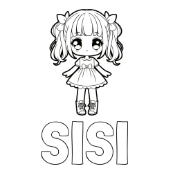 Online izdelana pobarvanka - Pobarvanka imena SISI in pobarvanka anime punčke