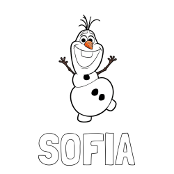 Online izdelana pobarvanka - Pobarvanka imena SOFIA in pobarvanka ljubkega snežaka Olaf
