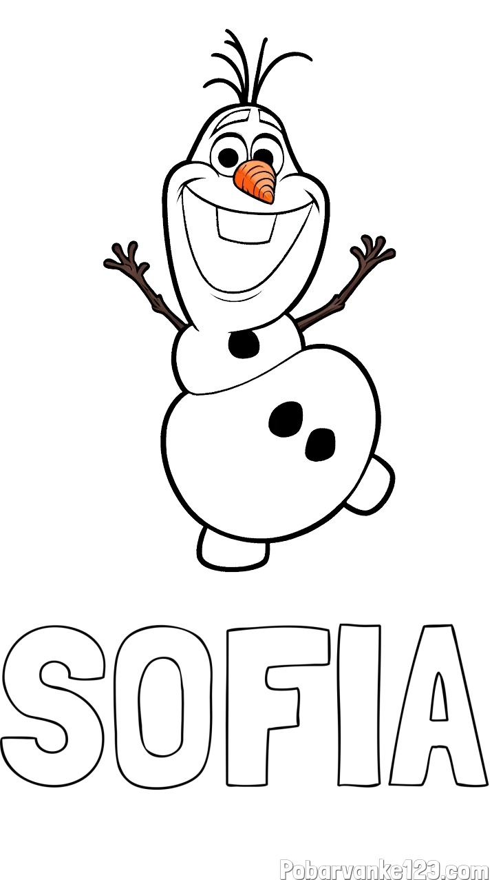 Pobarvanka imena SOFIA in pobarvanka ljubkega snežaka Olaf