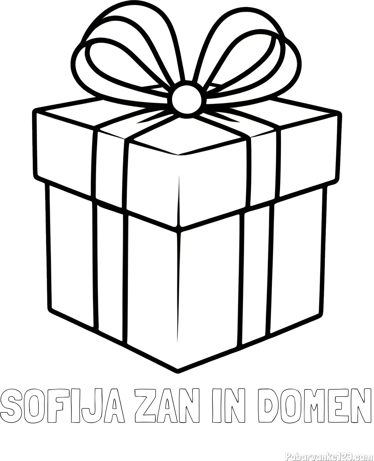 Pobarvanka imena SOFIJA ŽAN IN DOMEN in pobarvanka preprostega darila