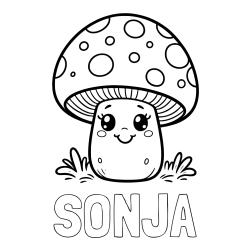 Online izdelana pobarvanka - Pobarvanka imena SONJA in pobarvanka ljubke gobe