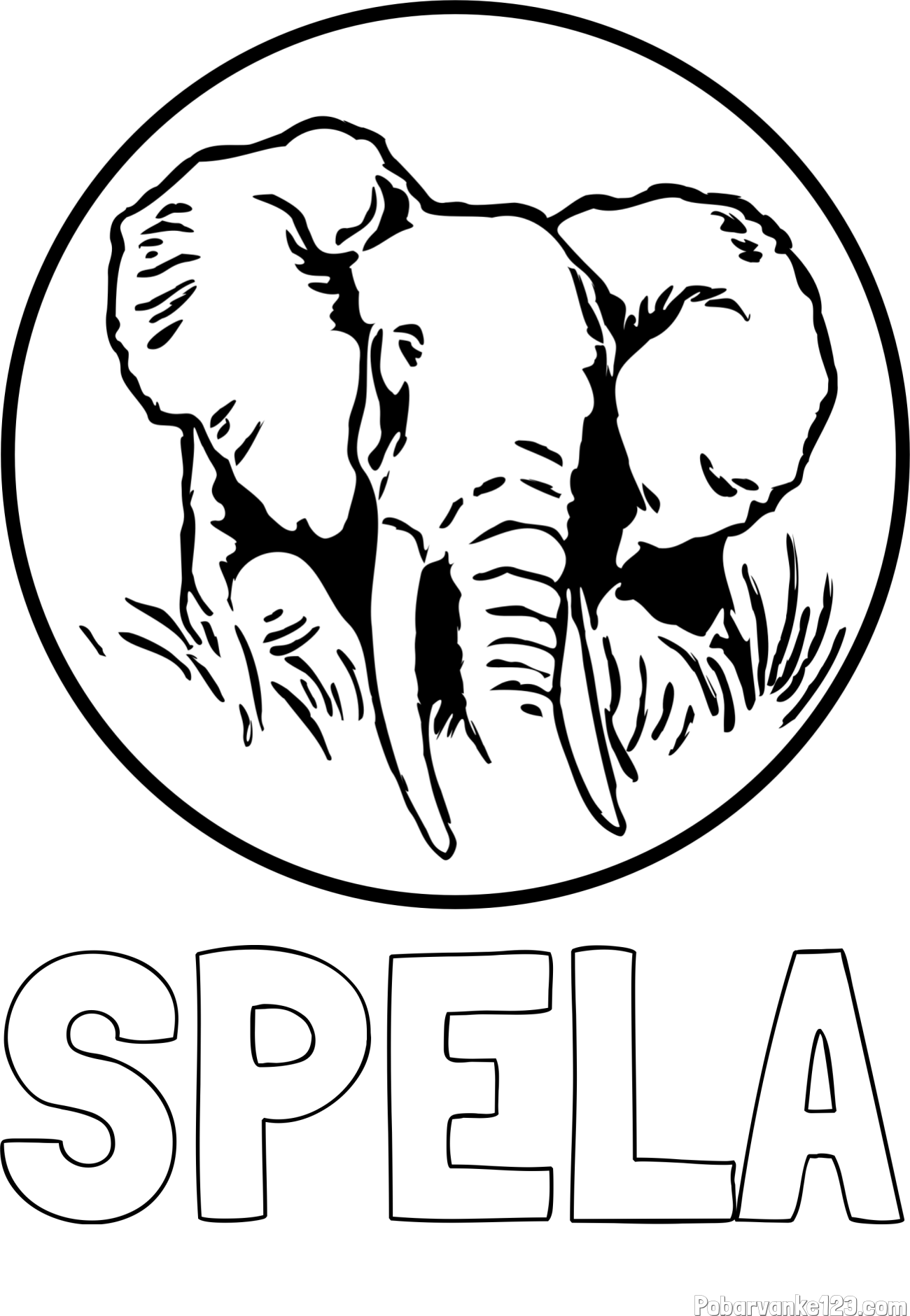 Pobarvanka imena ŠPELA in pobarvanka slonje glave