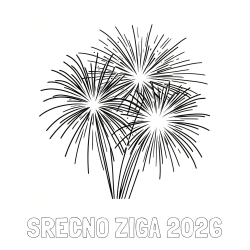 Online izdelana pobarvanka - Pobarvanka imena SREČNO ŽIGA 2026 in lepa pobarvanka ognjemeta