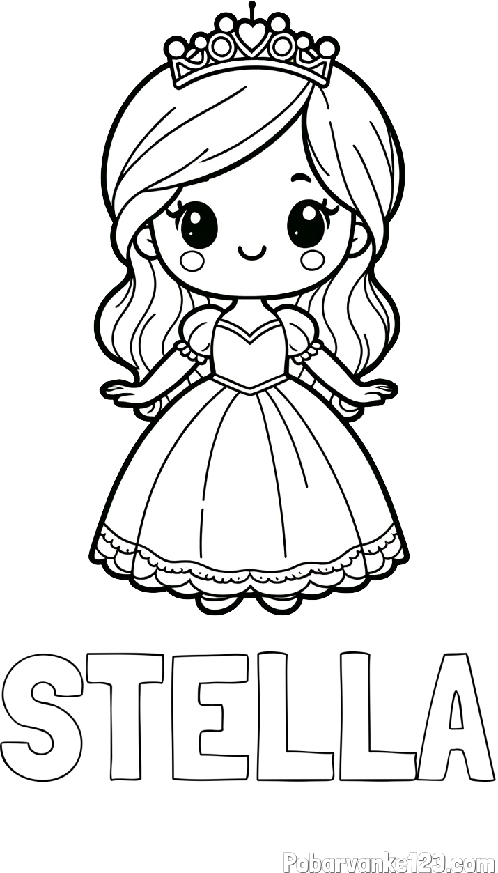 Pobarvanka imena STELLA in pobarvanka ljubke princeske
