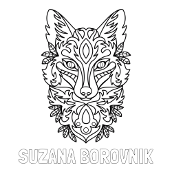 Online izdelana pobarvanka - Pobarvanka imena SUZANA BOROVNIK in pobarvanka volka - mandale