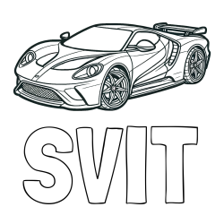 Online izdelana pobarvanka - Pobarvanka imena SVIT in Športni avtomobil