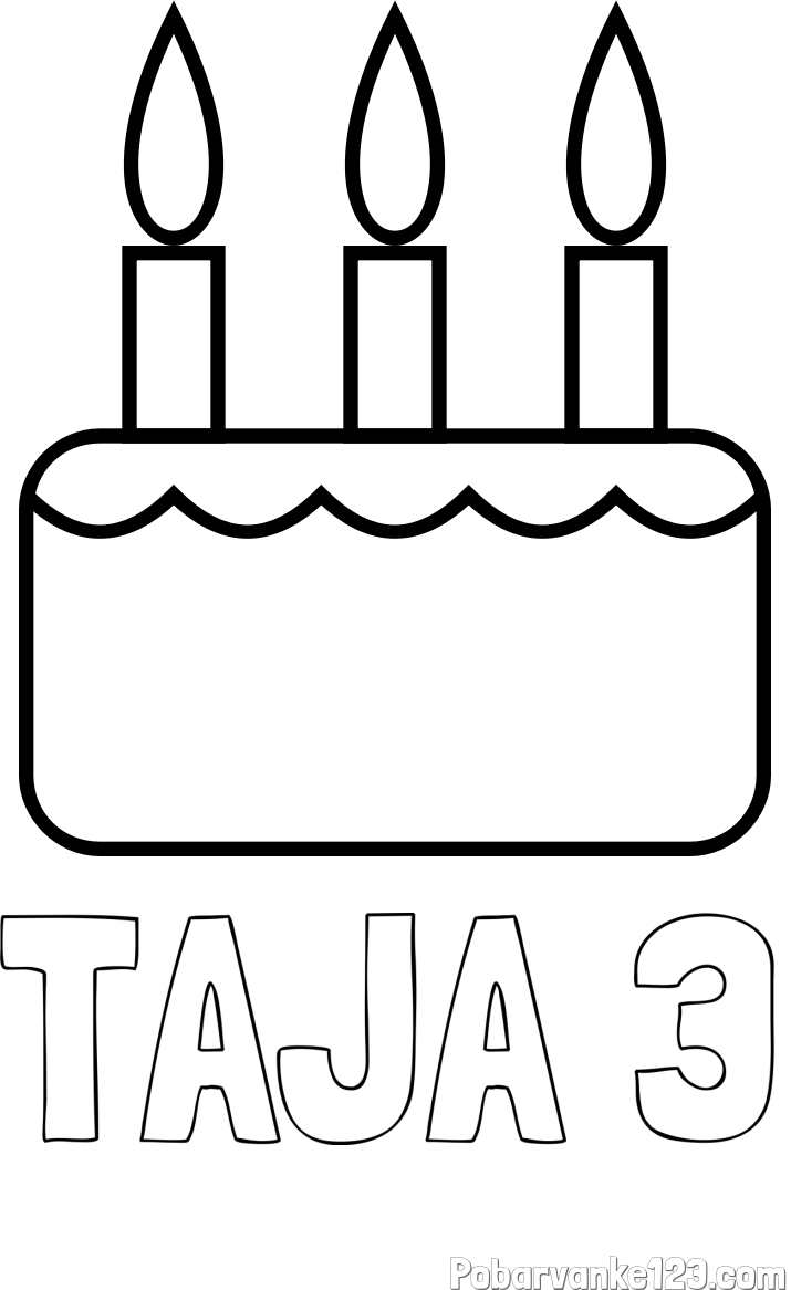 Pobarvanka imena TAJA 3 in pobarvanka rojstnodnevne torte za 3. rojstni dan