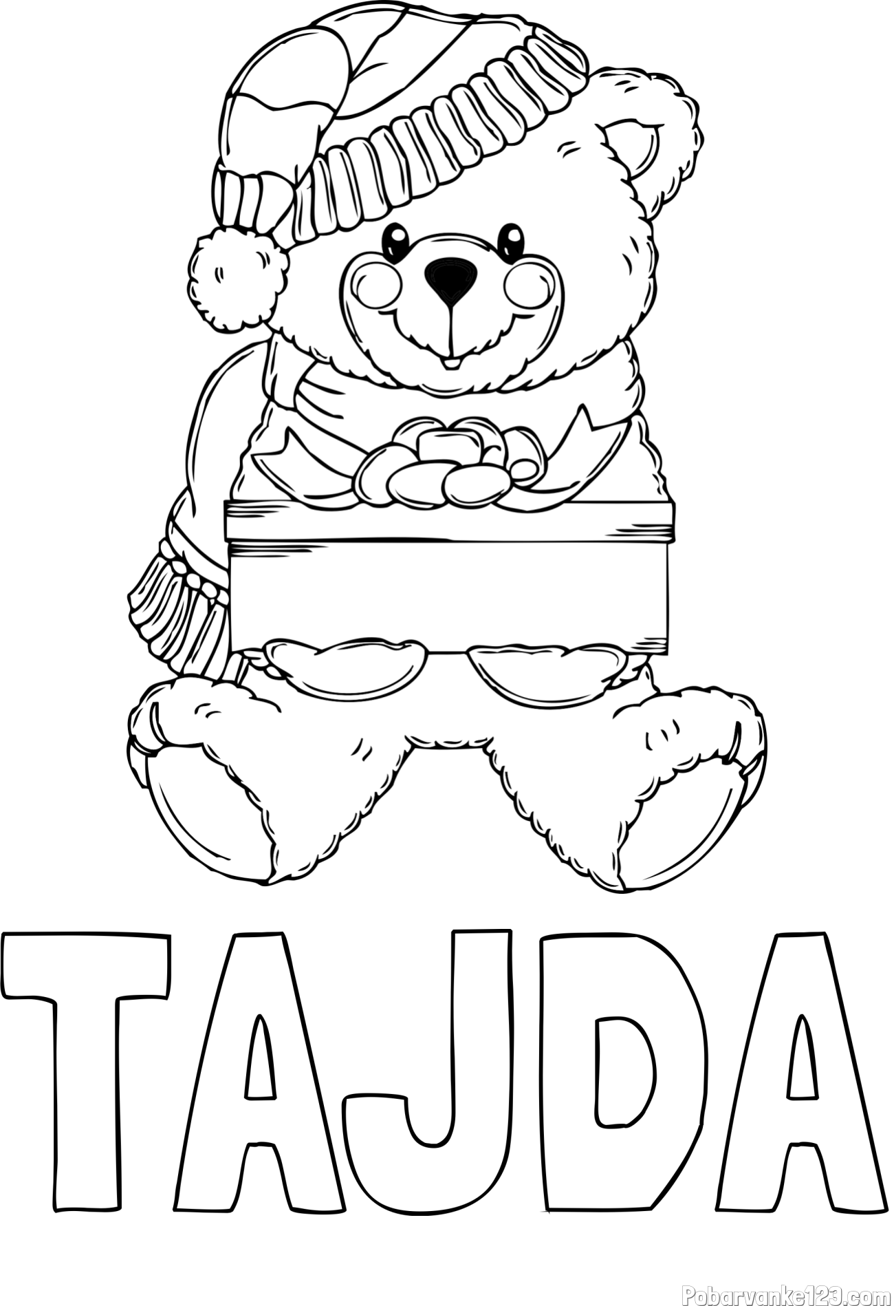 Pobarvanka imena TAJDA in pobarvanka ljubkega medvedka