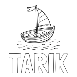 Online izdelana pobarvanka - Pobarvanka imena TARIK in preprosta pobarvanka ladjice