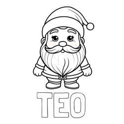 Online izdelana pobarvanka - Pobarvanka imena TEO in otroška pobarvanka ljubkega Božička