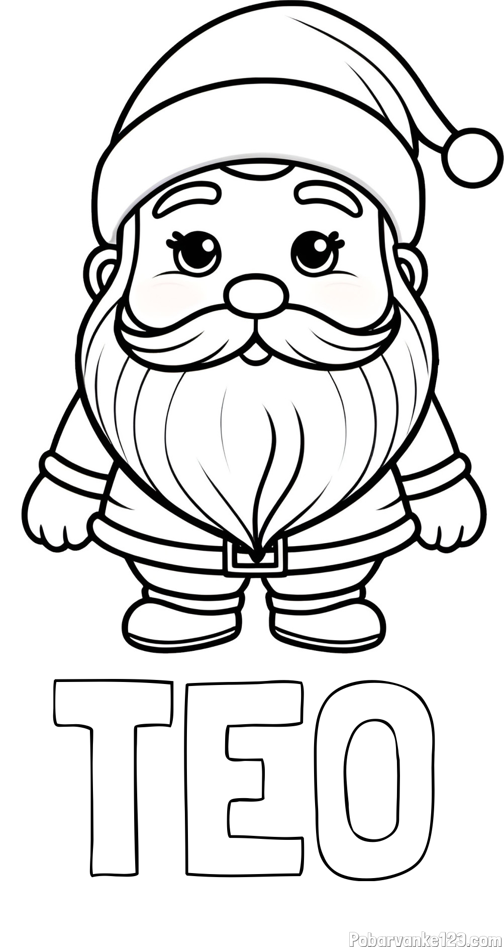 Pobarvanka imena TEO in otroška pobarvanka ljubkega Božička