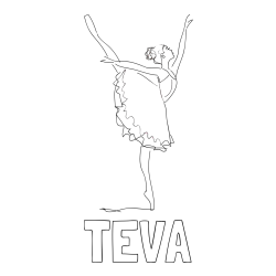 Online izdelana pobarvanka - Pobarvanka imena TEVA in pobarvanka ljubke baletke