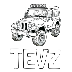 Online izdelana pobarvanka - Pobarvanka imena TEVŽ in pobarvanka džipa