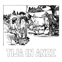 Online izdelana pobarvanka - Pobarvanka imena TIJA IN ANŽE in pobarvanka fanta in dekle pri pogovoru