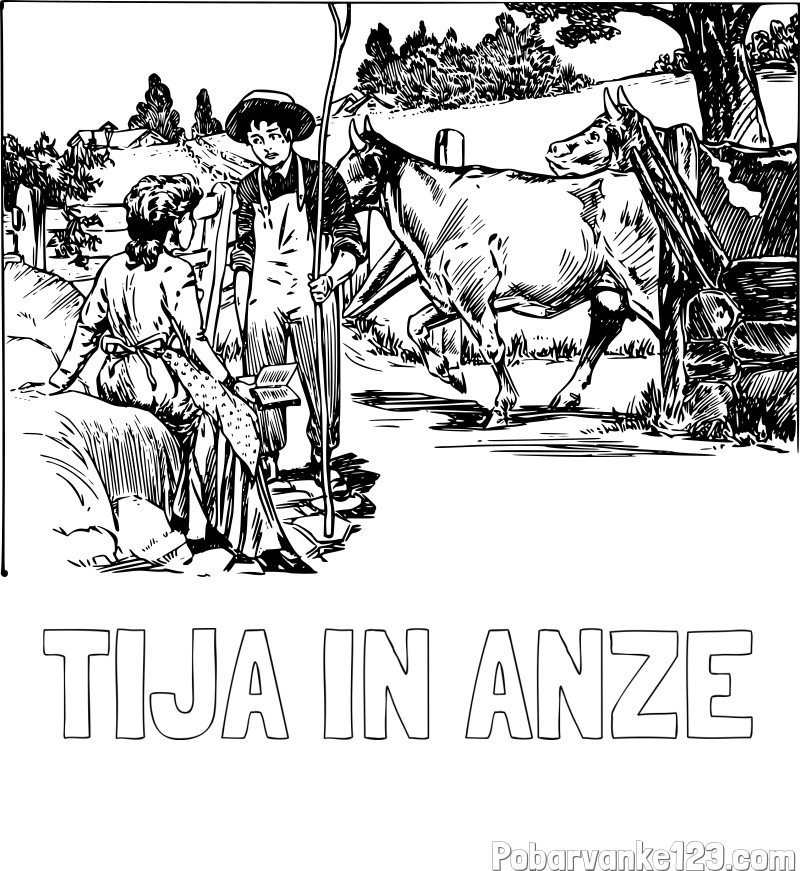 Pobarvanka imena TIJA IN ANŽE in pobarvanka fanta in dekle pri pogovoru