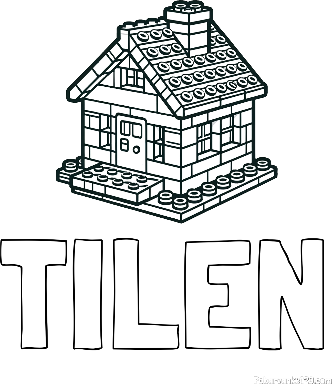 Pobarvanka imena TILEN in pobarvanka LEGO hiške
