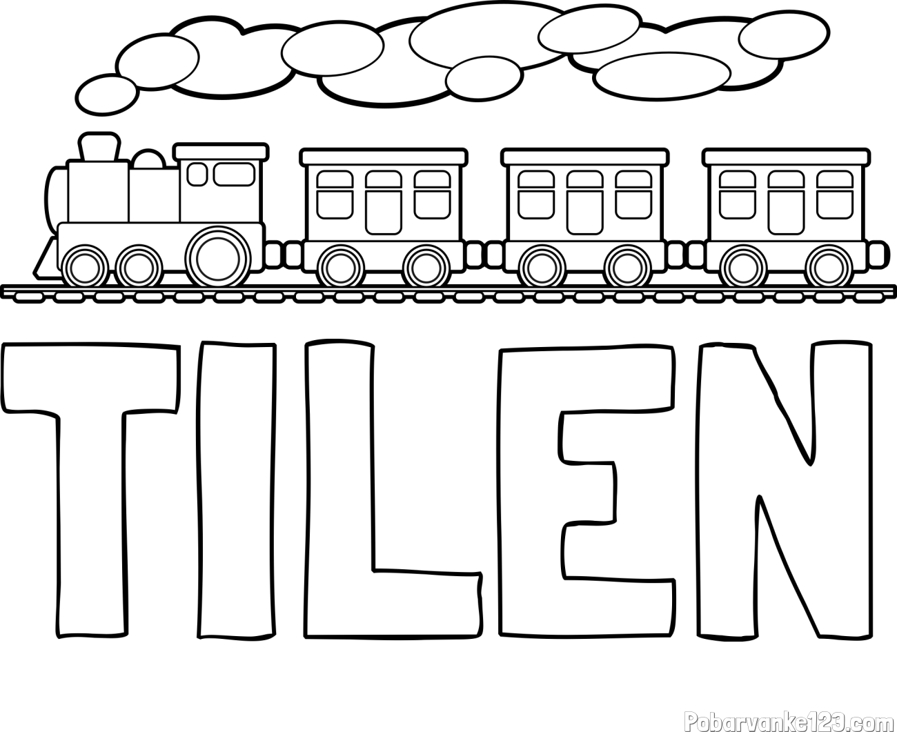 Pobarvanka imena TILEN in pobarvanka vlaka