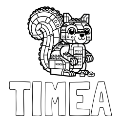 Online izdelana pobarvanka - Pobarvanka imena TIMEA in pobarvanka LEGO veverice