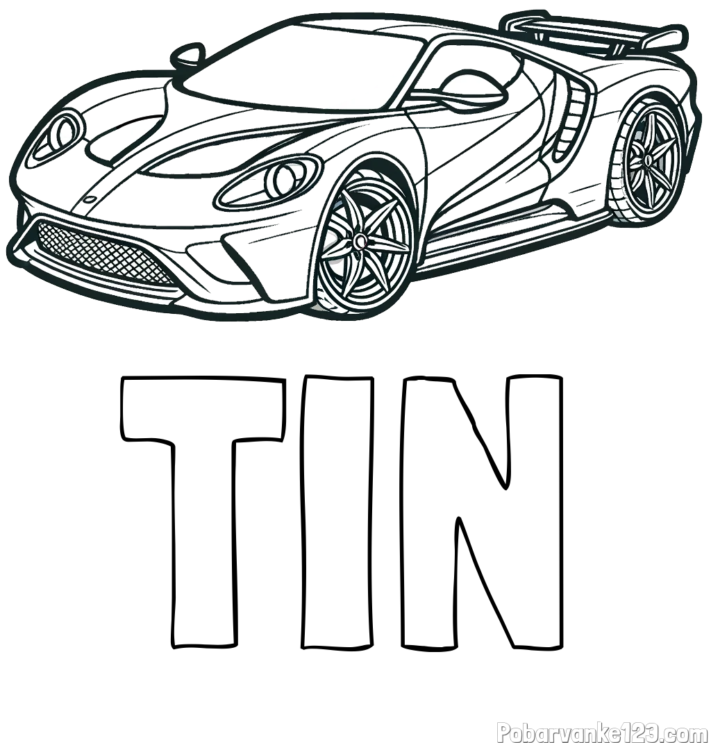 Pobarvanka imena TIN in Športni avtomobil