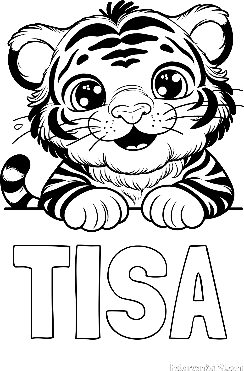 Pobarvanka imena TISA in pobarvanka tigrček