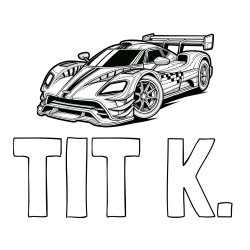 Online izdelana pobarvanka - Pobarvanka imena TIT K. in pobarvanka modernega športnega avtomobila