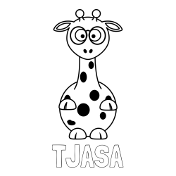 Online izdelana pobarvanka - Pobarvanka imena TJAŠA in pobarvanka prikupne žirafe