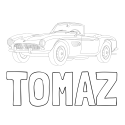 Online izdelana pobarvanka - Pobarvanka imena TOMAŽ in pobarvnaka starega BMW