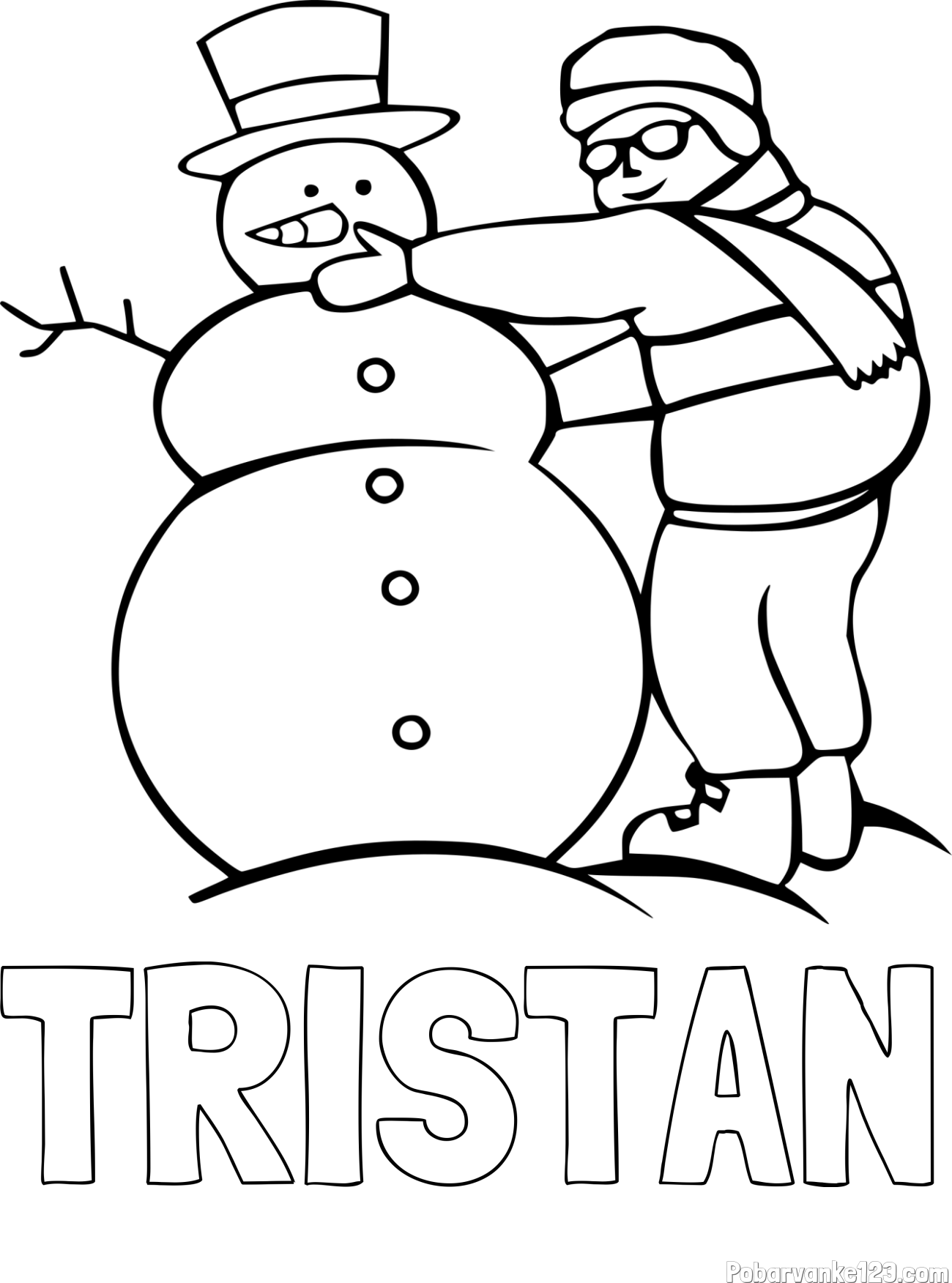 Pobarvanka imena TRISTAN in pobarvanka snežaka