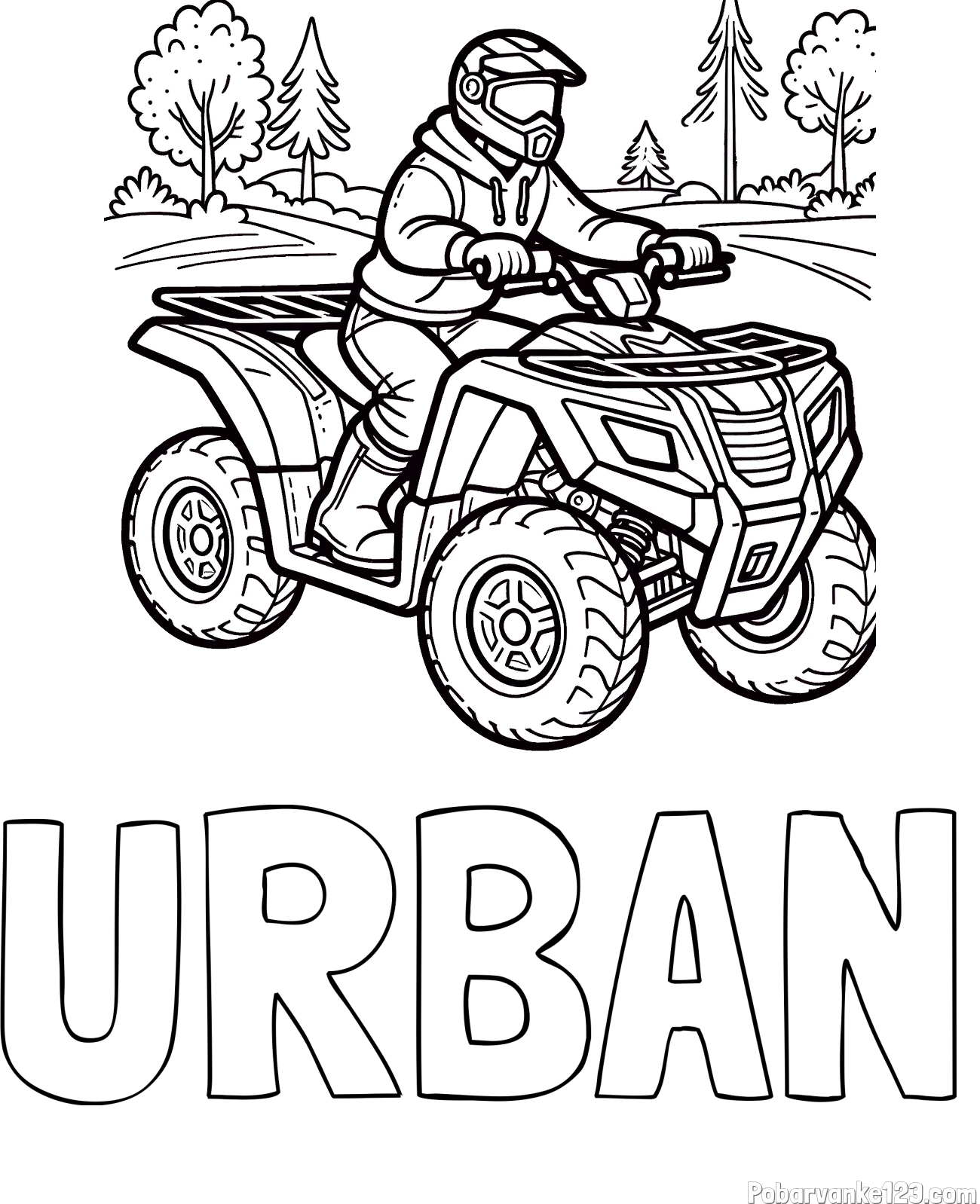 Pobarvanka imena URBAN in pobarvanka motorista na štirikolesniku