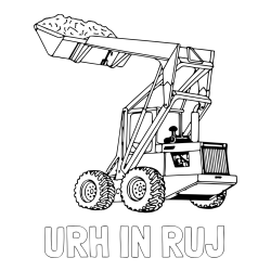 Online izdelana pobarvanka - Pobarvanka imena URH IN RUJ in pobarvanka velikega traktorja