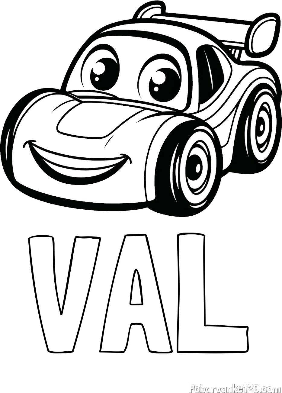 Pobarvanka imena VAL in pobarvanka otroškega avtomobila