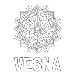 Online izdelana pobarvanka - Pobarvanka imena VESNA in Čudovita pobarvanka mendale