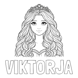 Online izdelana pobarvanka - Pobarvanka imena VIKTORJA in pobarvanka ljubke princese z bujnimi lasmi