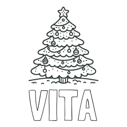 Online izdelana pobarvanka - Pobarvanka imena VITA in pobarvanka božičnega drevesa