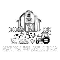 Online izdelana pobarvanka - Pobarvanka imena VSE NAJ BOLJŠE JULIJA in otroška pobarvanka velikega senika, krav in traktorja
