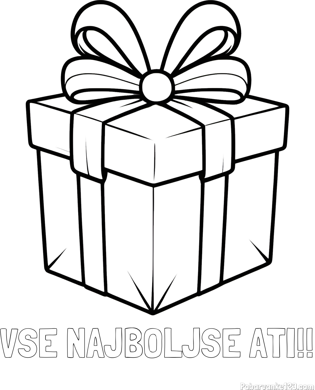 Pobarvanka imena VSE NAJBOLJŠE ATI!! in pobarvanka darilne škatle s pentljo