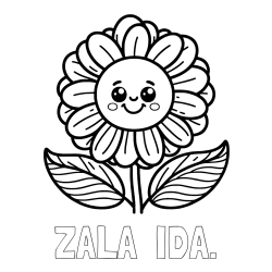 Online izdelana pobarvanka - Pobarvanka imena ZALA  IDA. in pobarvanka ljubke in nasmejane rože
