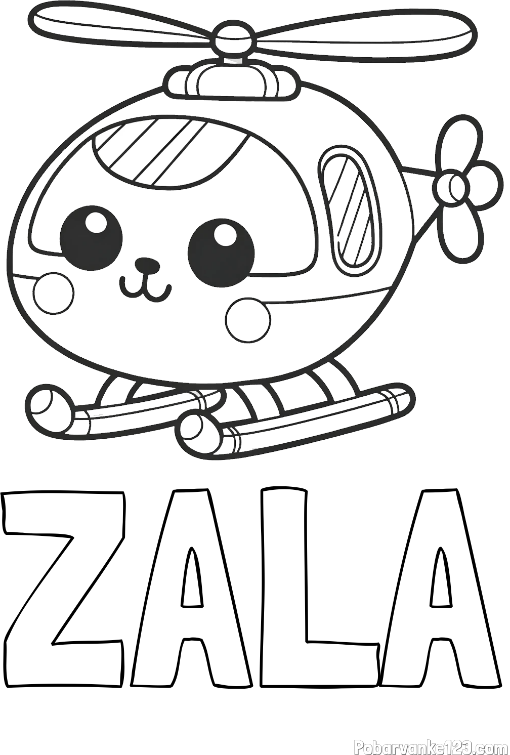 Pobarvanka imena ZALA in otroška pobarvanka helikopterja