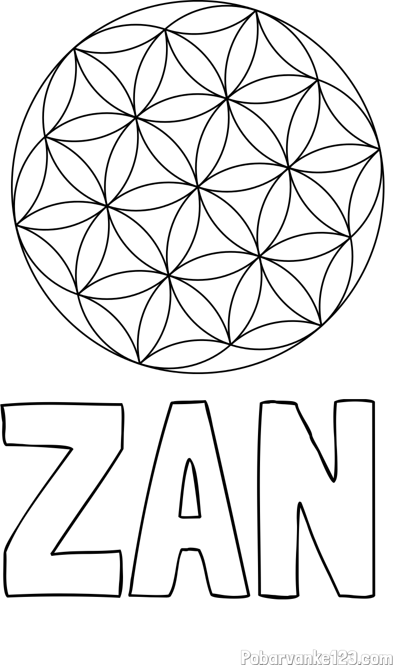 Pobarvanka imena ŽAN in mandale 2