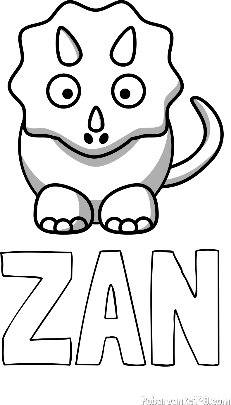 Pobarvanka imena ŽAN in pobarvanka dinozavra triceratops