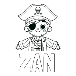 Online izdelana pobarvanka - Pobarvanka imena ŽAN in pobarvanka prijaznega gusarja