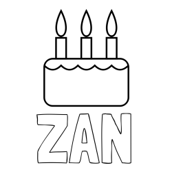 Online izdelana pobarvanka - Pobarvanka imena ŽAN in pobarvanka rojstnodnevne torte za 3. rojstni dan