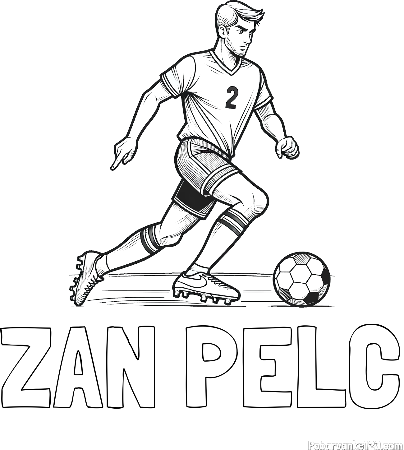 Pobarvanka imena ŽAN PELC in pobarvanka nogometaša