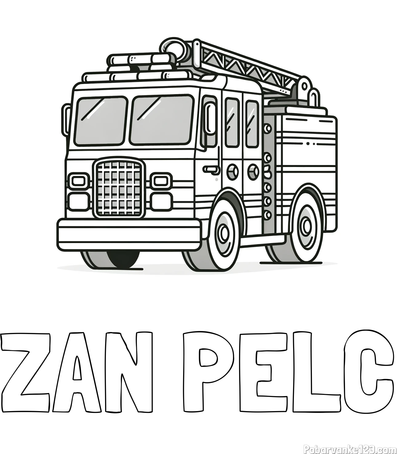Pobarvanka imena ŽAN PELC in pobarvanka velikega gasilskega avta