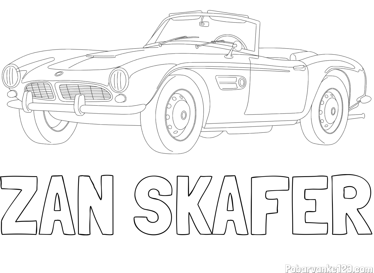 Pobarvanka imena ŽAN ŠKAFER in pobarvnaka starega BMW