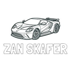 Online izdelana pobarvanka - Pobarvanka imena ŽAN ŠKAFER in Športni avtomobil