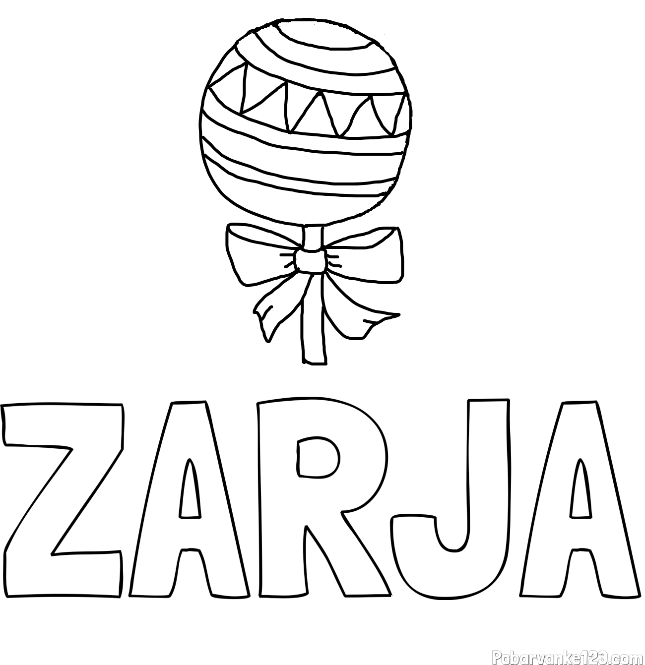 Pobarvanka imena ZARJA in lollipop
