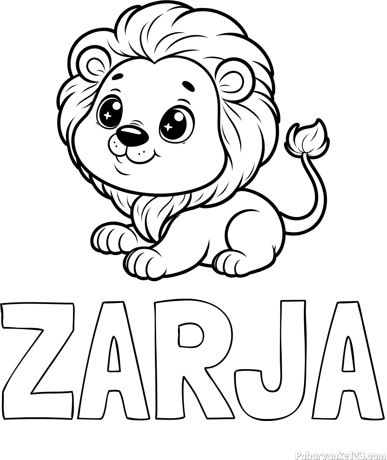 Pobarvanka imena ZARJA in pobarvanka igrivega levčka
