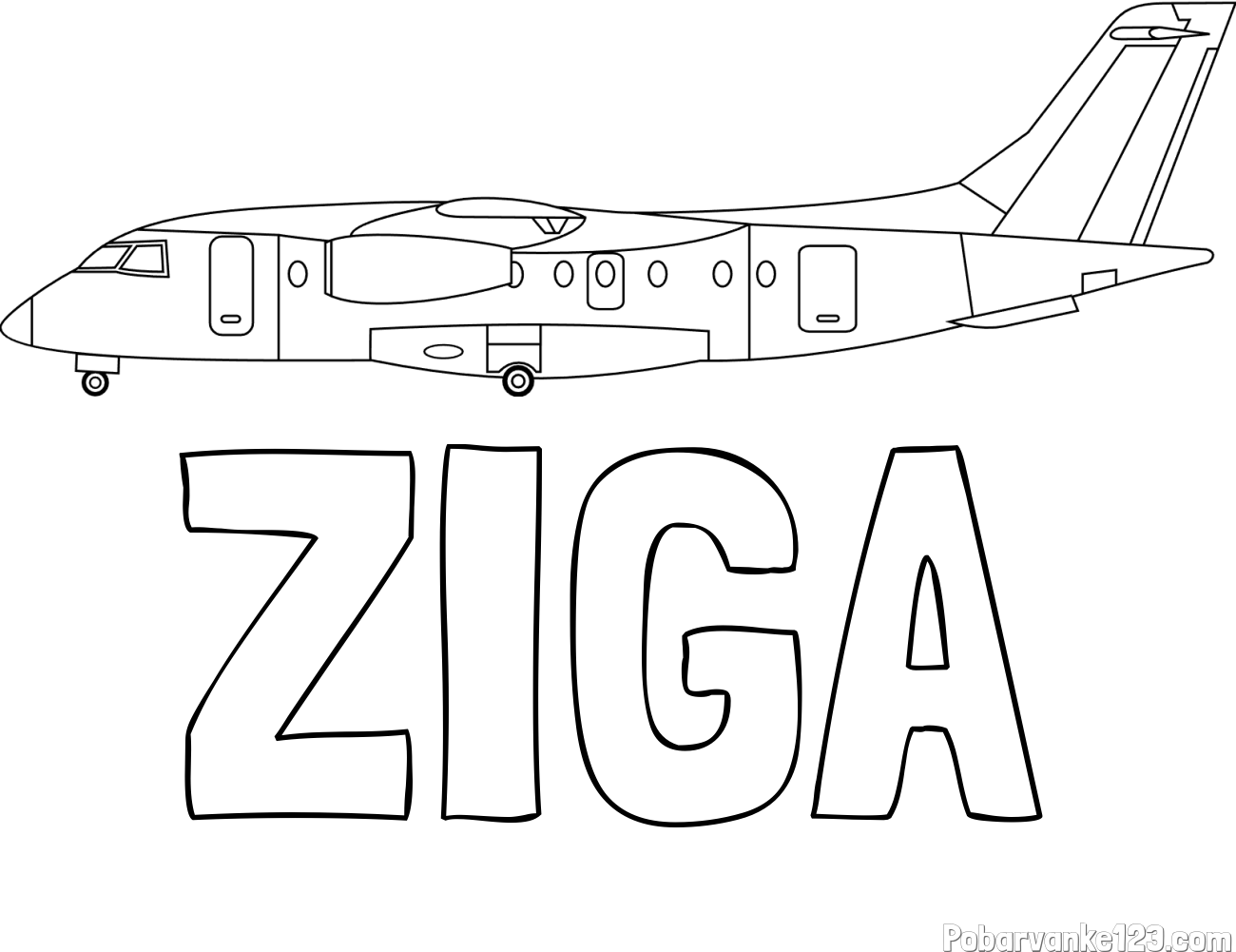 Pobarvanka imena ŽIGA in pobarvanka potniškega aviona